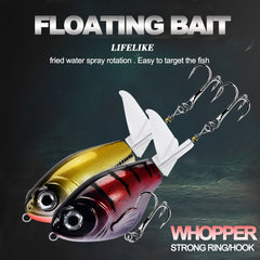 5pcs Whopper Popper Topwater Fishing Lure Hard Soft Rota Bait Plopper
