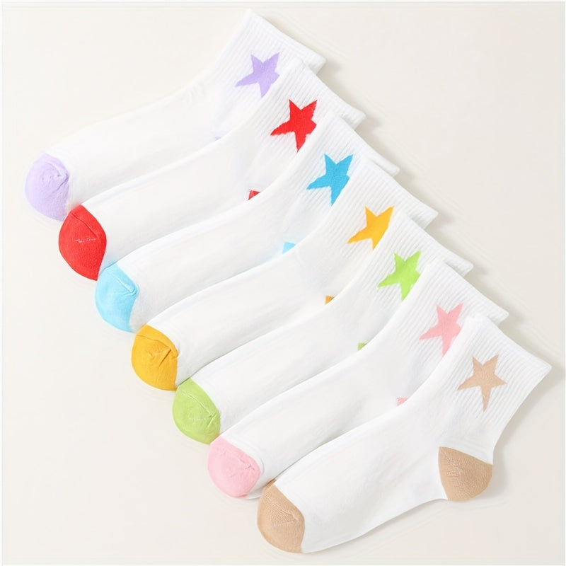7 Pairs Star Print Socks Mid Tube Women's Stockings