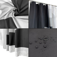 4 Piece Bathroom Set: Shower Curtain, Rugs, Non Slip Mat & Hooks