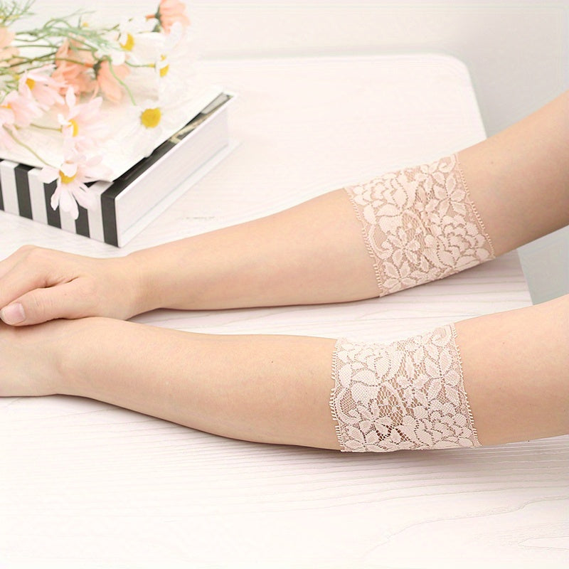 Lace Elbow Brace Sleeve Solid Sunscreen Cover Short Half Arm Sleeve