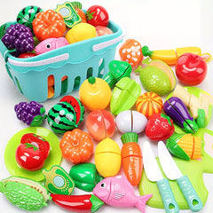 22pcs Pizza Kitchen Set w/Fruits, Veg & Utensils - Colorful Plastic Toys