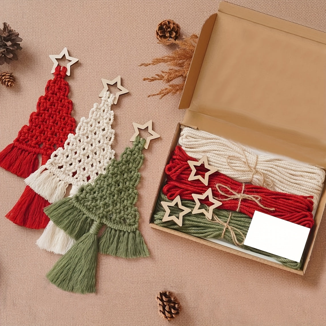 3pcs DIY Christmas Tree Weaving Set for Home Decor