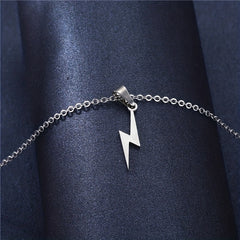Silver Stainless Steel Lightning Pendant Men's Necklace