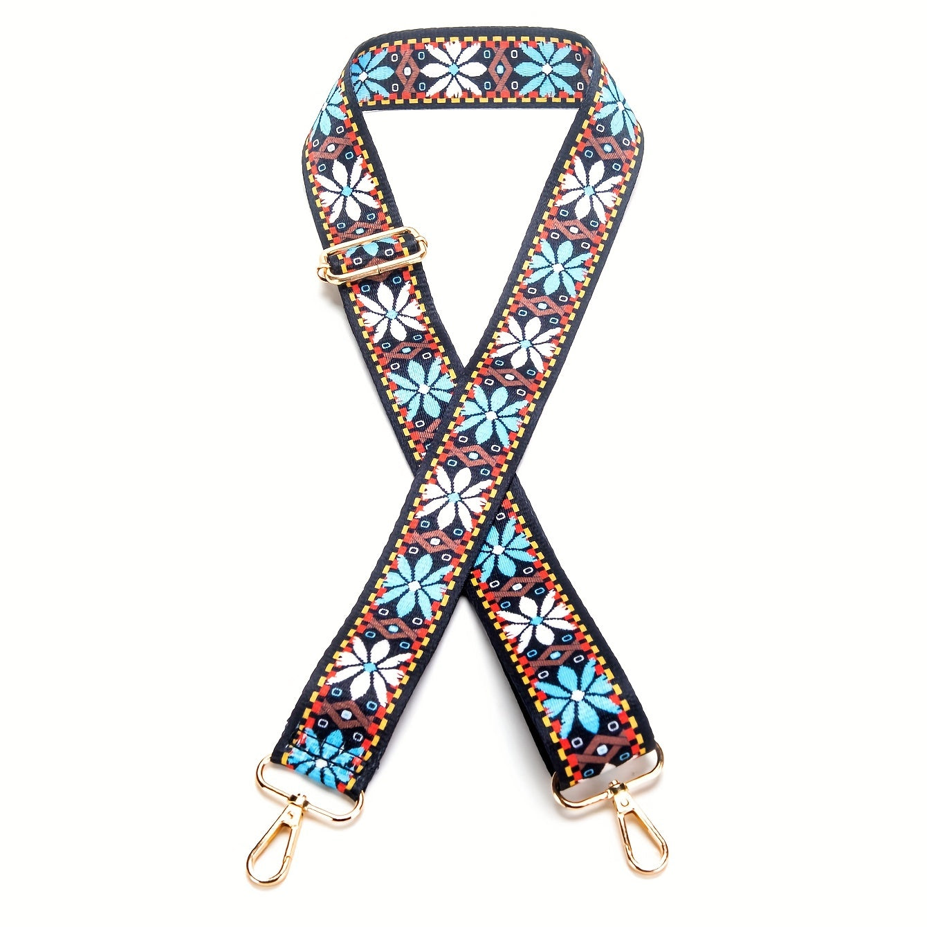 Colorful Floral Pattern Removable Bag Strap Boho Style Adjustable Shoulder Strap
