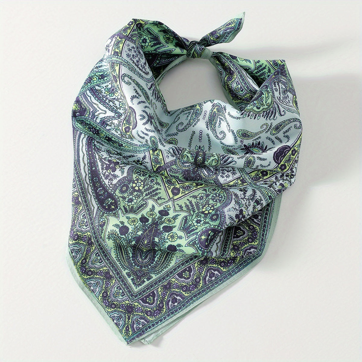 Paisley Print Hair Band Silk Formal Square Neck Scarf