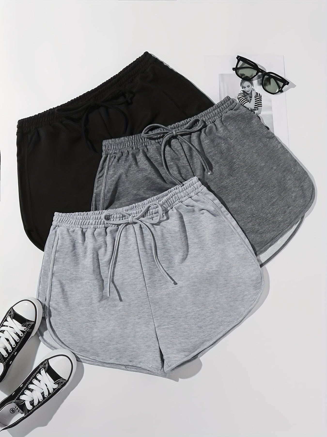 3 Pack Plus Size Casual Shorts Women's Plus