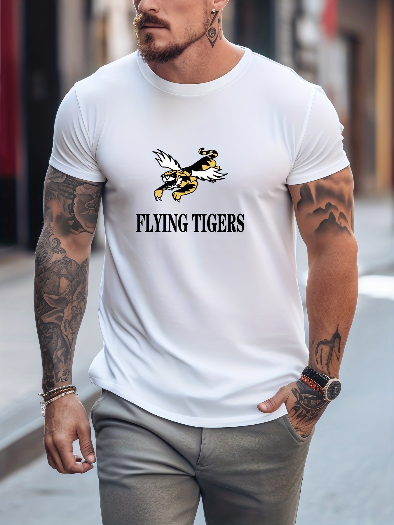 Men's Printed Leisure Sports T shirt Round Neck Tee Shirt For Summer