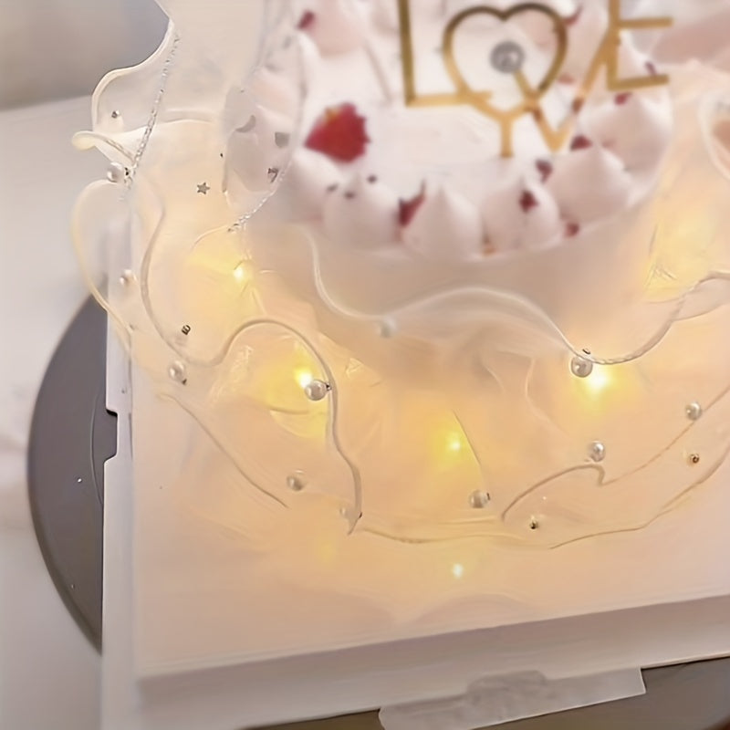 Artificial Diamond Beige Pearl Cake Decoration