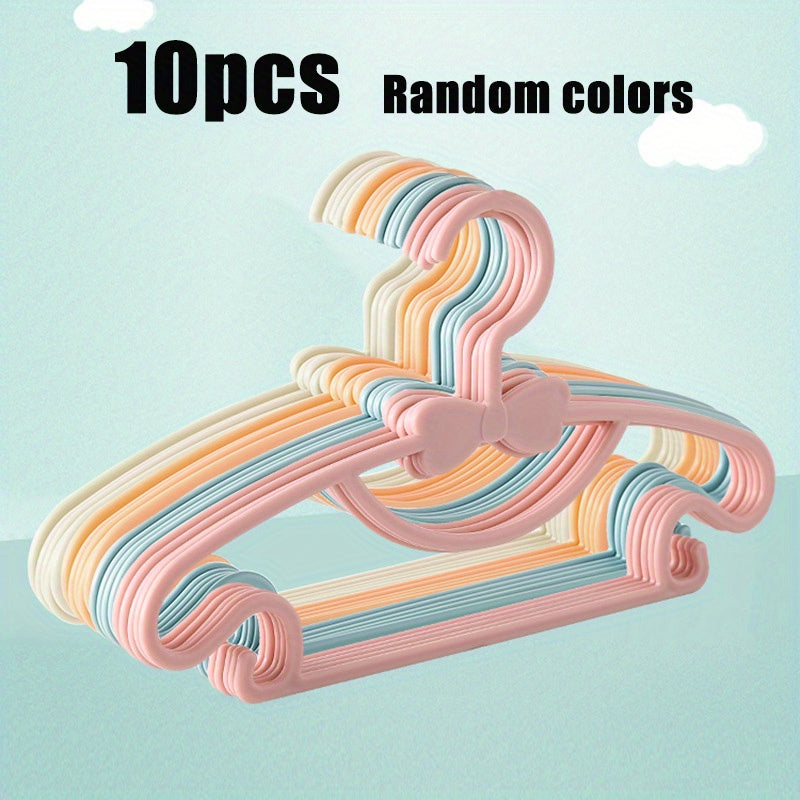 10pcs Kids Clothes Hanger PP Material Bow Wardrobe