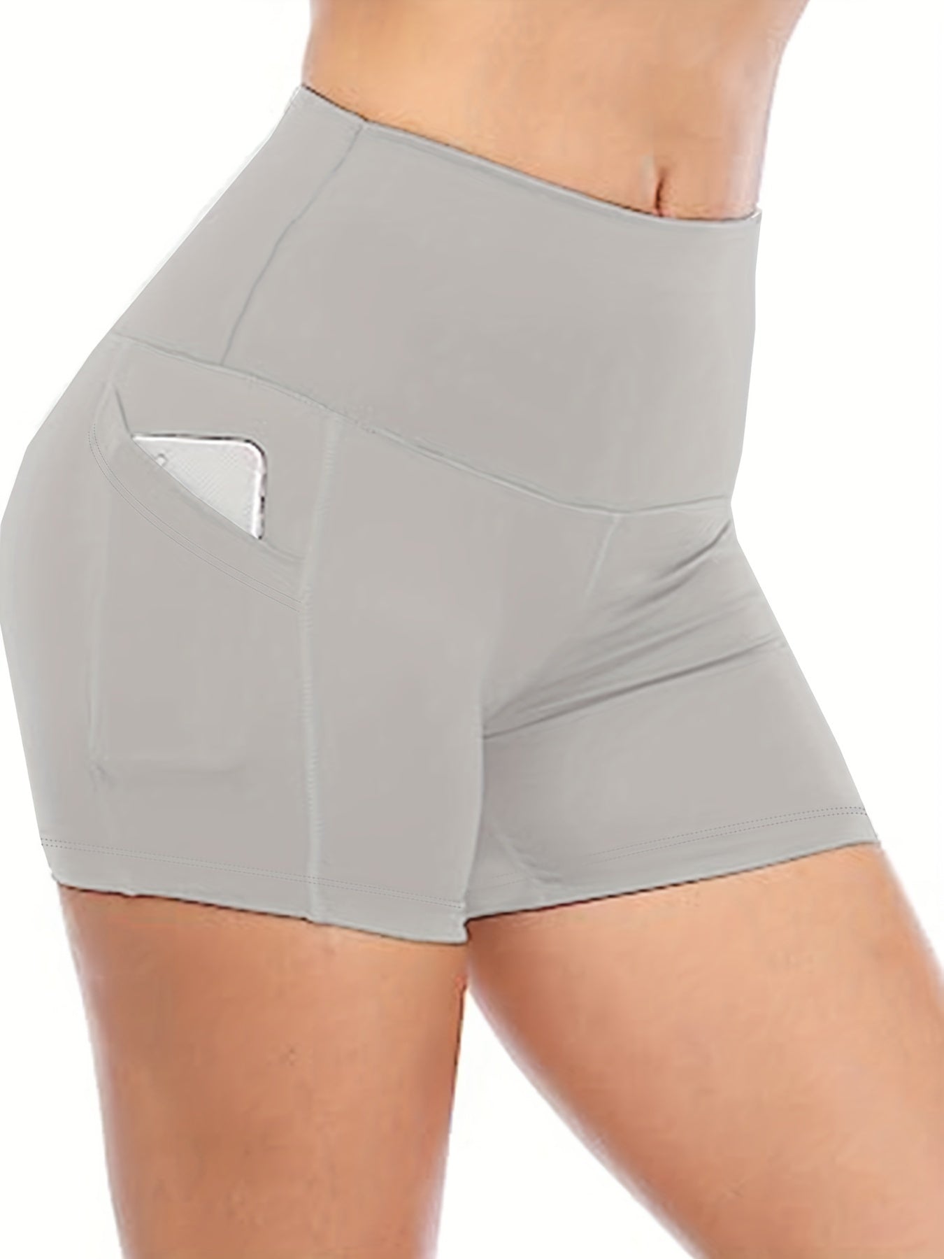 3 Pack Plus Size Sports Shorts Women's Plus Solid Pipping Medium Stretch