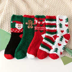 5 Pairs Christmas Print Socks Mid Tube Women's Stockings