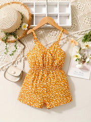 Girl's Floral Print Suspender Jumpsuit Kid's Casua...