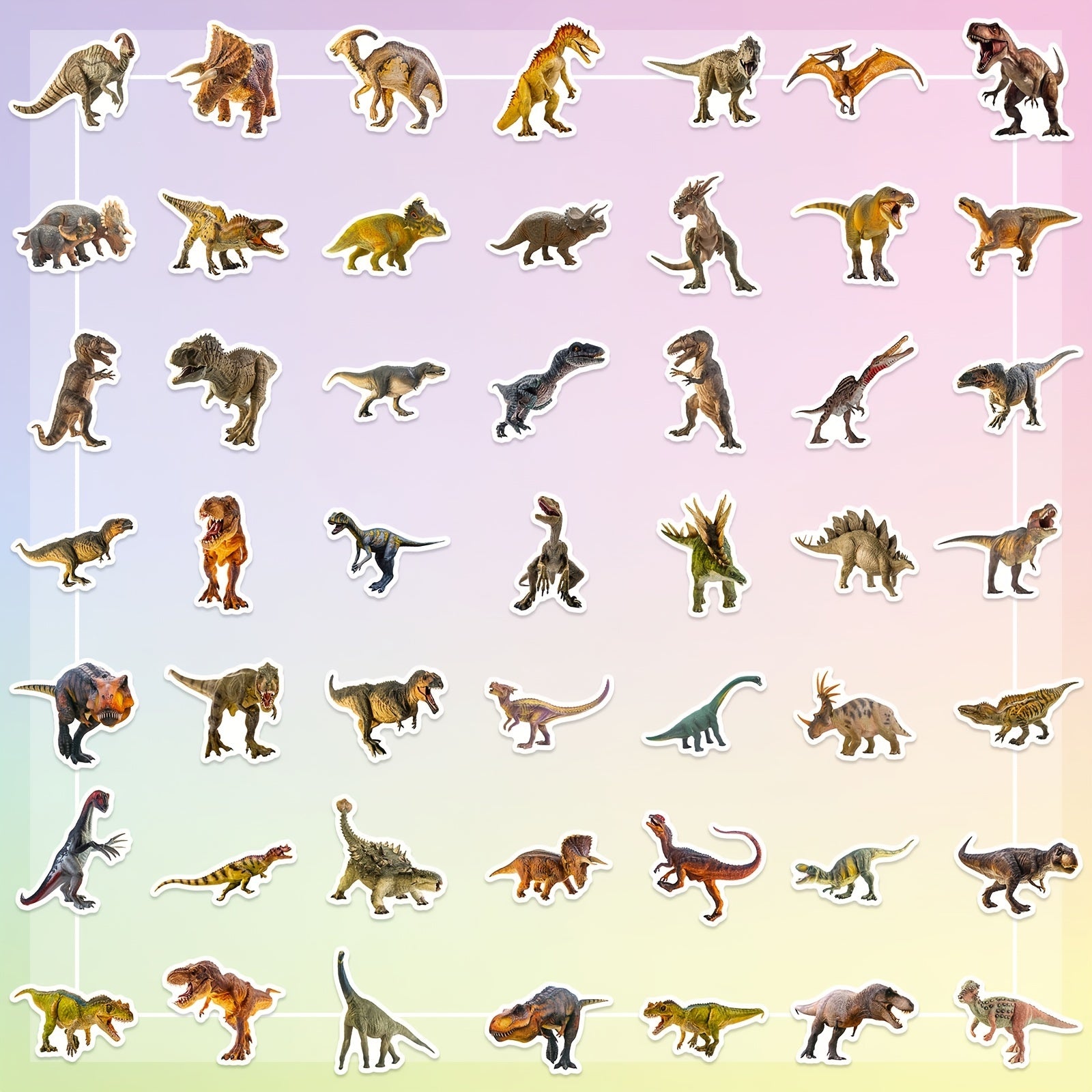 50pcs Realistic Dinosaur Stickers For Luggage Skateboard - Kids Teens Adults