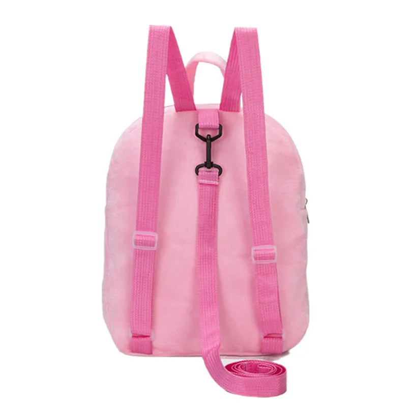 Flamingo Plush Backpack for Kids Pink Grey Small Bag
