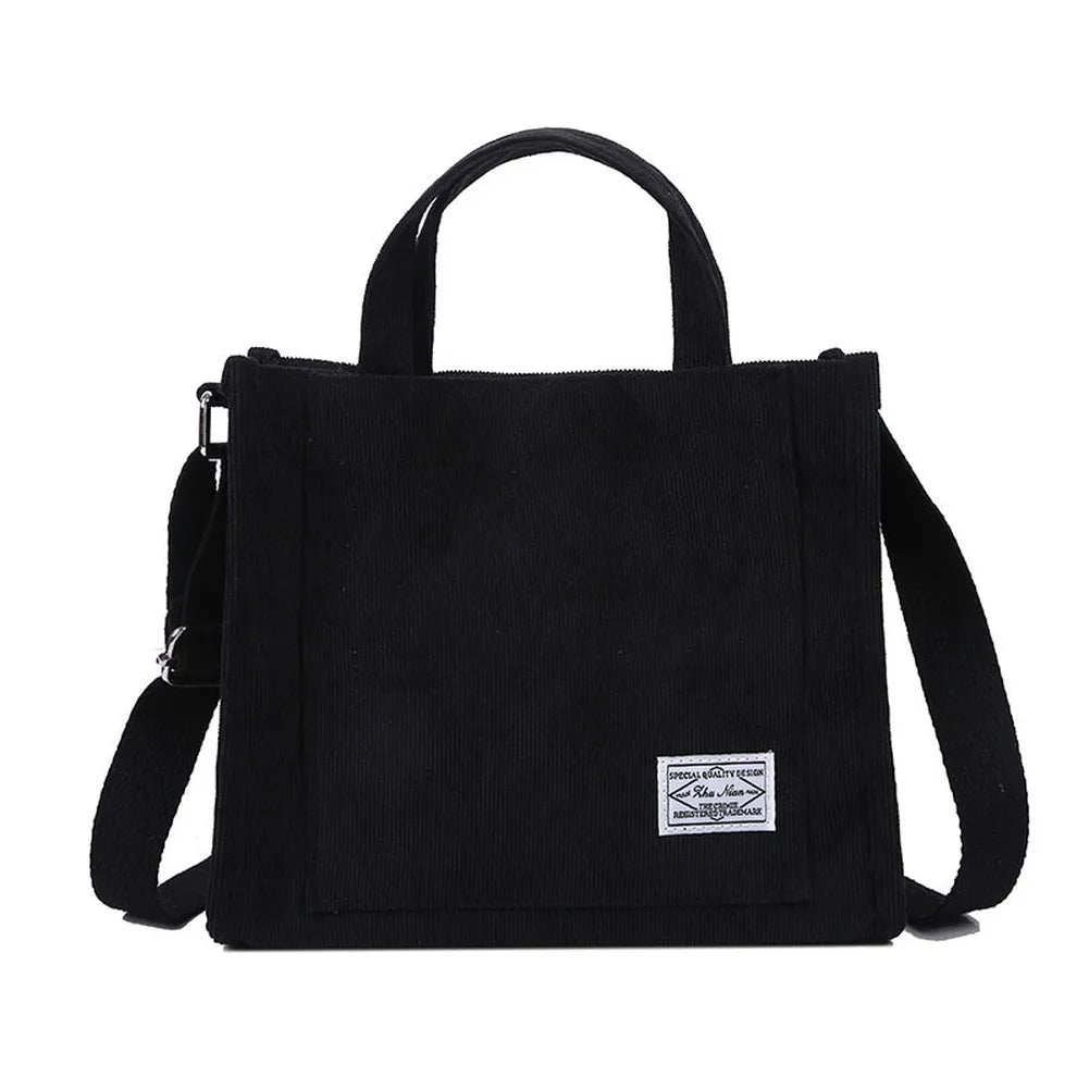 Women Cotton Zipper Handbag Retro Art Canvas Crossbody Bag