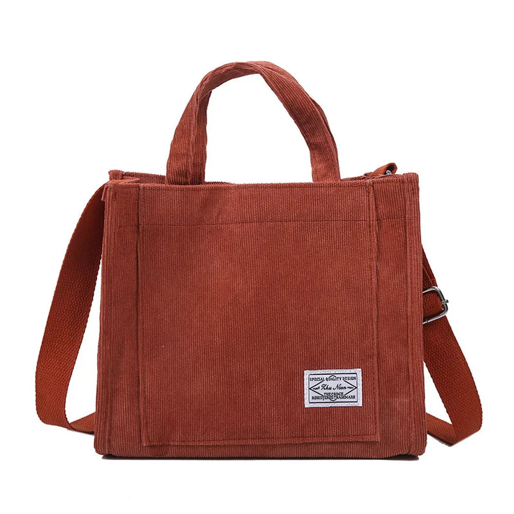 Women Cotton Zipper Handbag Retro Art Canvas Crossbody Bag