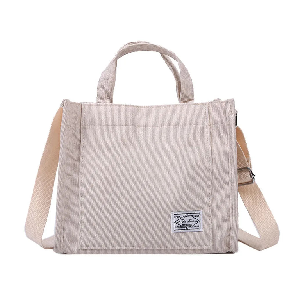Women Cotton Zipper Handbag Retro Art Canvas Crossbody Bag