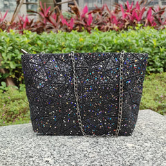 Geometric Chains Messenger Bag for Women - Fold Over Crossbody Bag