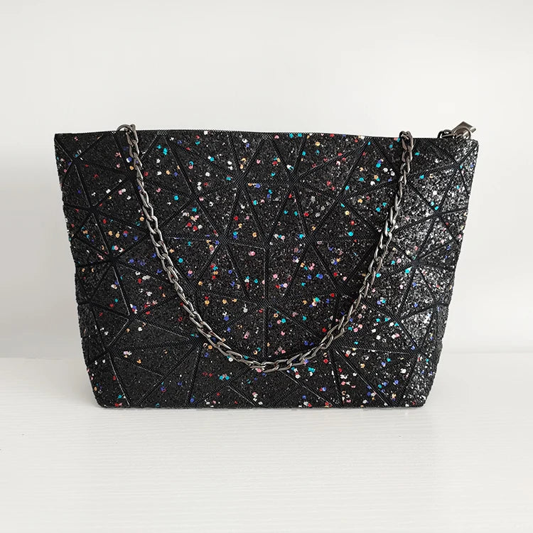 Geometric Chains Messenger Bag for Women - Fold Over Crossbody Bag