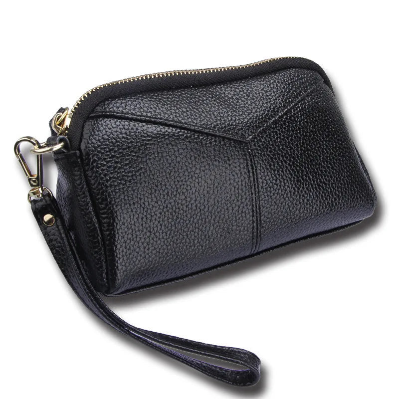 Women Clutch Bag Cow Leather Wristlet Evening Party Bag