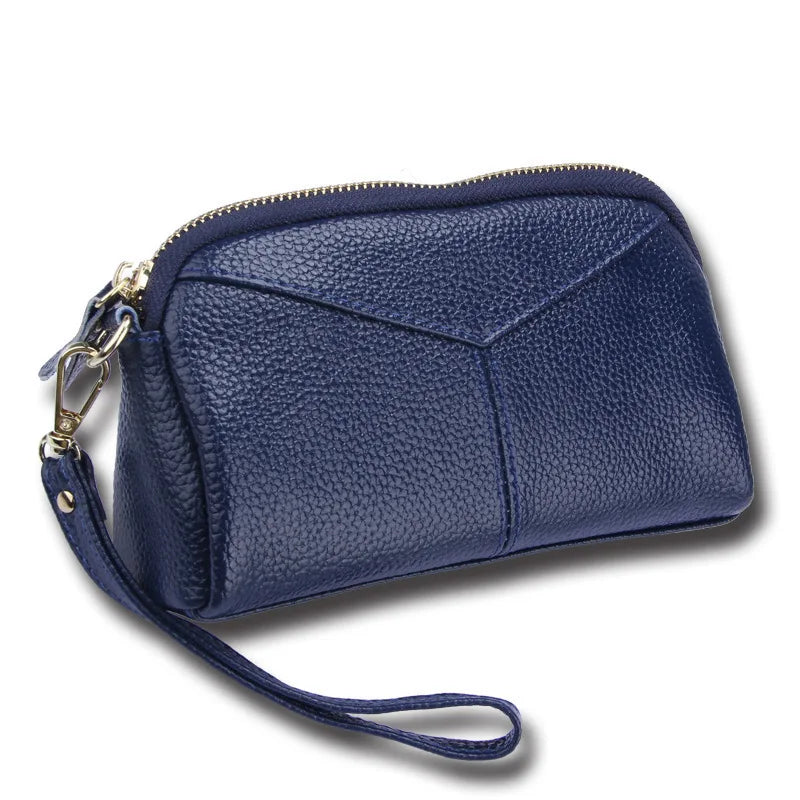 Women Clutch Bag Cow Leather Wristlet Evening Party Bag