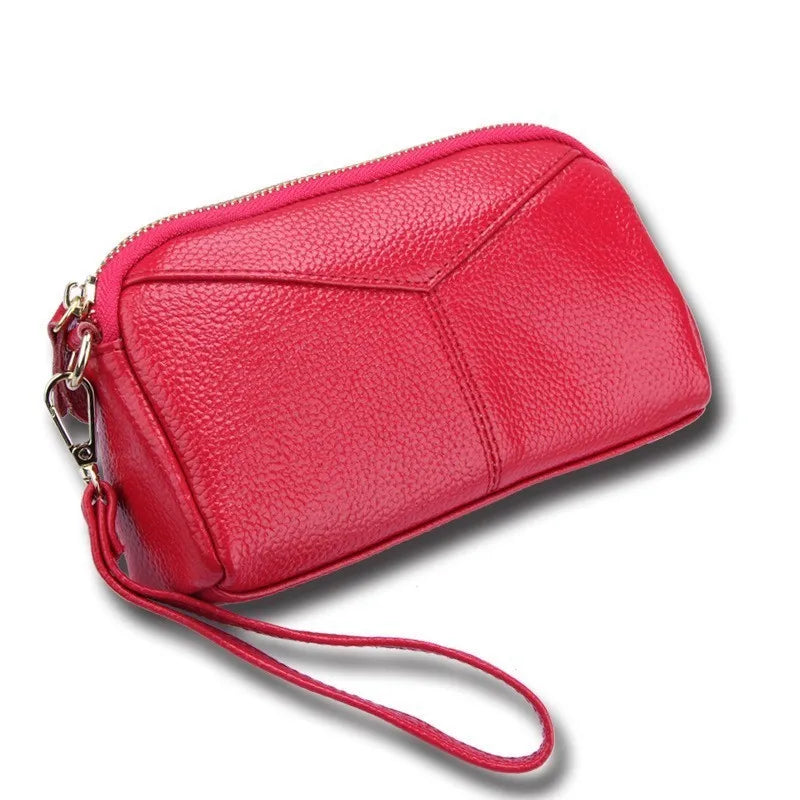 Women Clutch Bag Cow Leather Wristlet Evening Party Bag