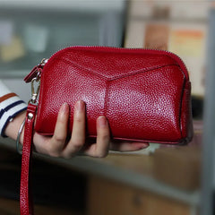 Women Clutch Bag Cow Leather Wristlet Evening Party Bag