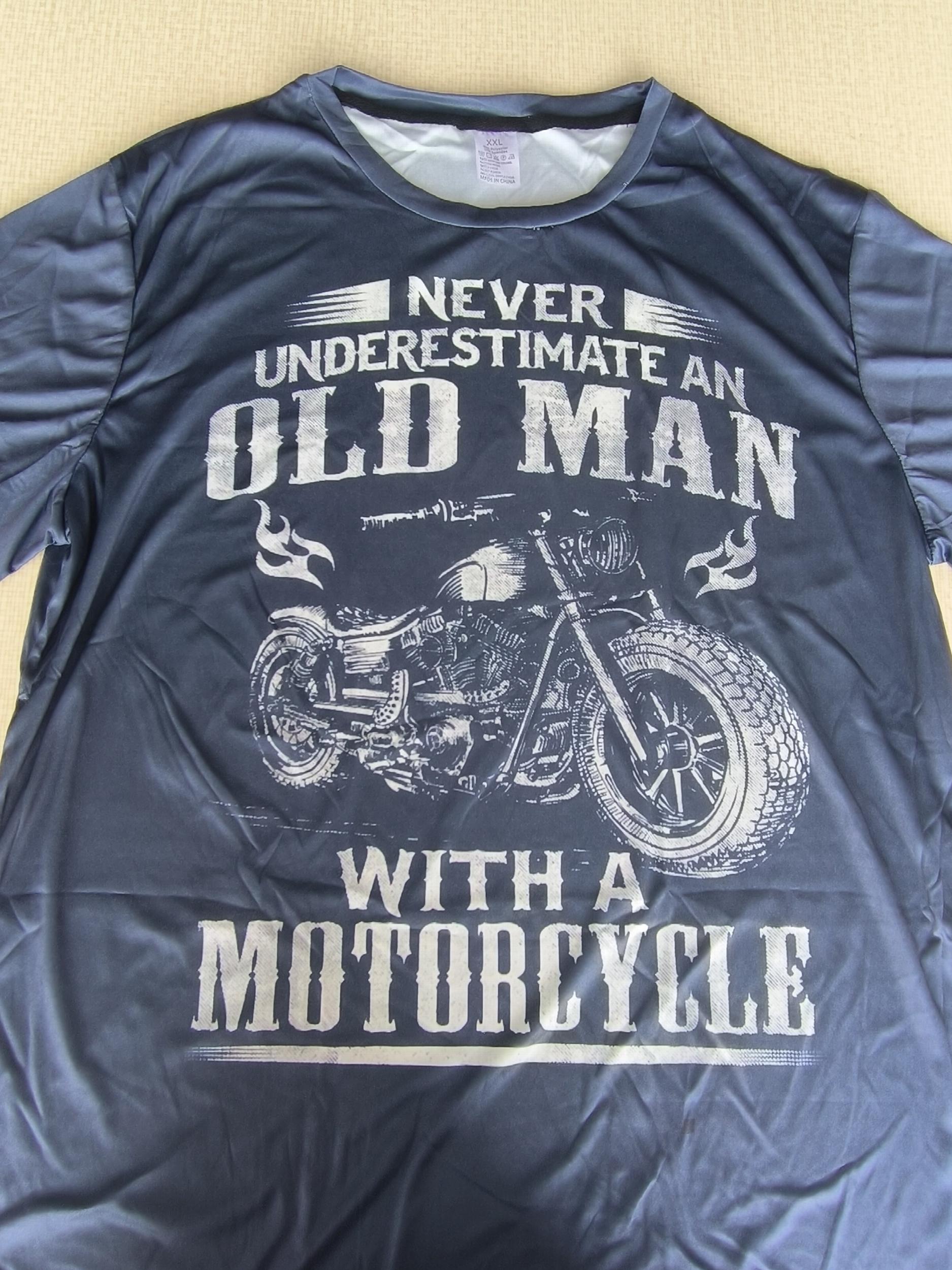 Men's 3D Motorcycle Print T Shirt Casual Mid Stretch Tee