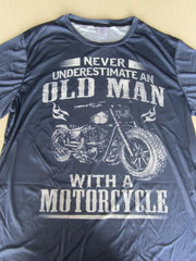 Men's 3D Motorcycle Print T Shirt Casual Mid Stretch Tee