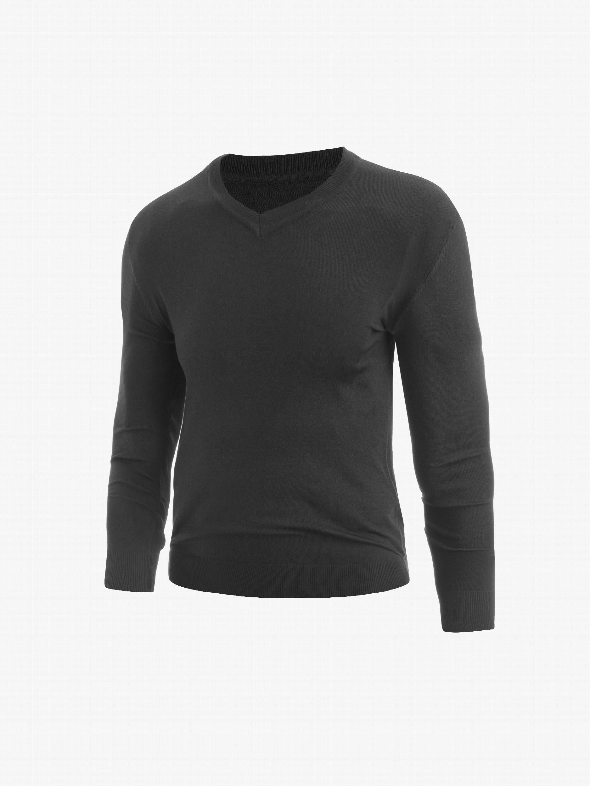 Stretch V Neck Pullover Men's Sweater Casual Warm Winter Knit Solid Fall