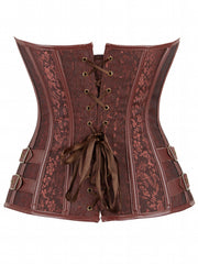 Floral Print Front Hook Corsets Tummy Control Lace Up Bustier