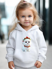 Cartoon Dog Print Hoodie & Pants Set Girls Sporty Outfit