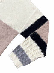 Colorblock Ribbed Knit Long Sleeve Open Front Sweater Cardigan