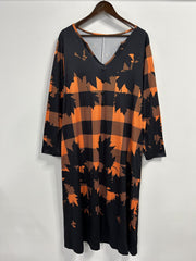 Women's Plus Plaid & Leaf Print Maxi Dress