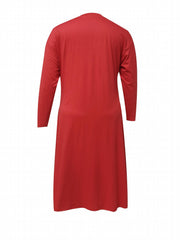  Solid Drop Shoulder Long Sleeve V Neck Maxi Dress