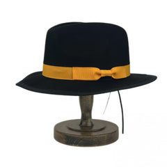 Classic Wool Fedora Hat Men & Women Yellow Purple Bow Band