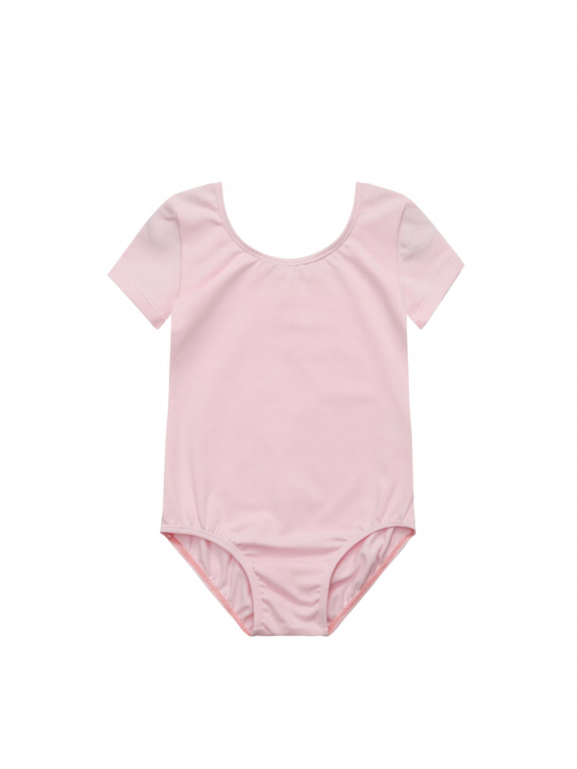 Girls Skinny Ballet Short Sleeve Bodysuit for Dance Training