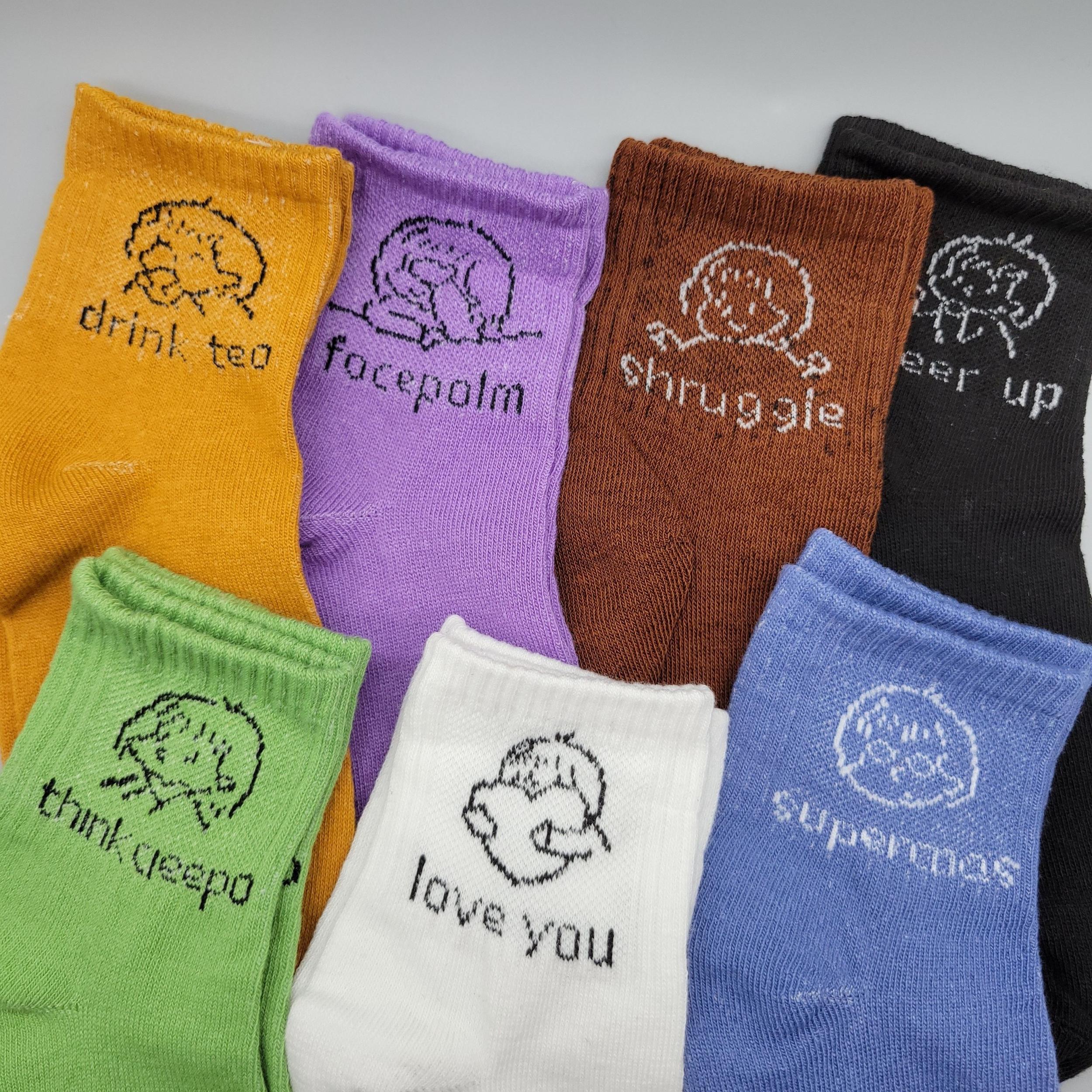 7 Pairs Cartoon Pattern Socks Comfy & Mid Tube Women Stockings