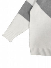  Colorblock V Neck Sweater Long Sleeve Pullover