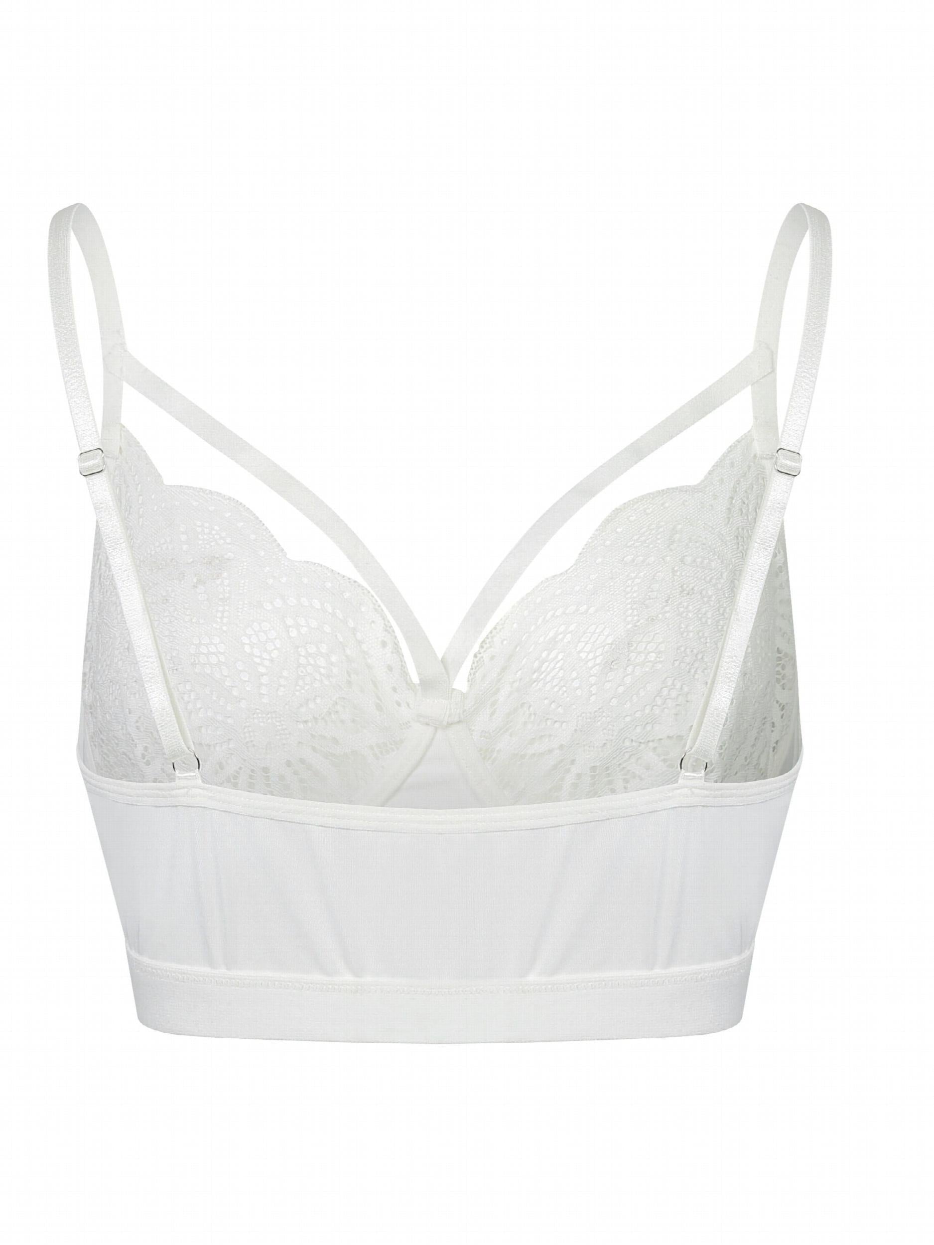  Sexy Bra Women's Plus Solid Contrast Lace Strappy Bra
