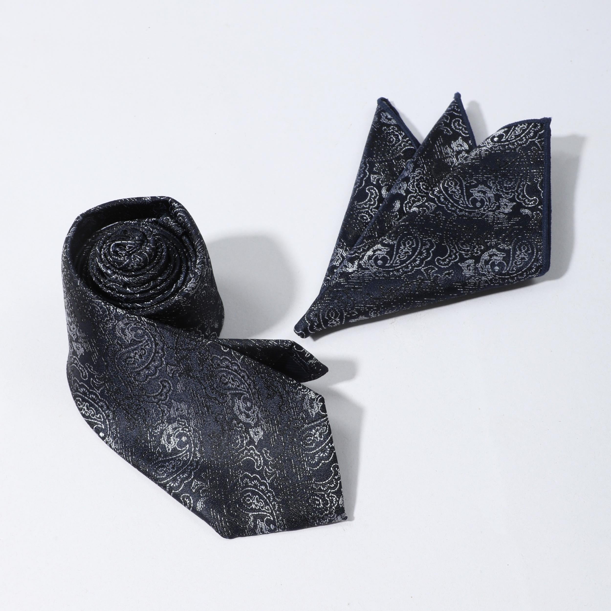 Cashew Stripe Ethnic Style Tie Pocket Square Set