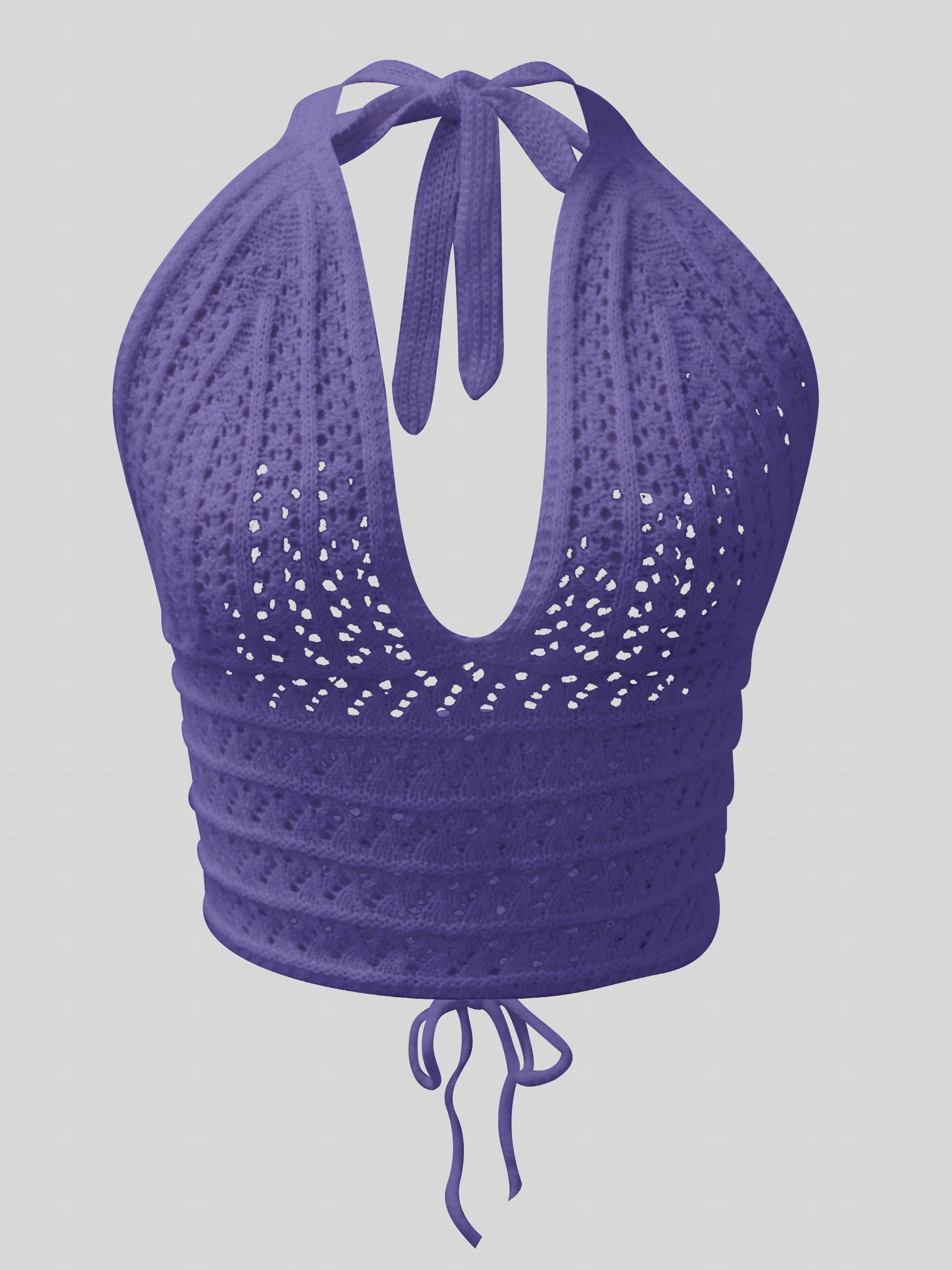 Y2K Crop Sweater Bralette Halter Neck Casual Sweater Women