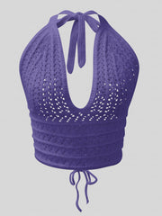 Y2K Crop Sweater Bralette Halter Neck Casual Sweater Women