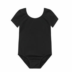 Girls Skinny Ballet Short Sleeve Bodysuit for Dance Training