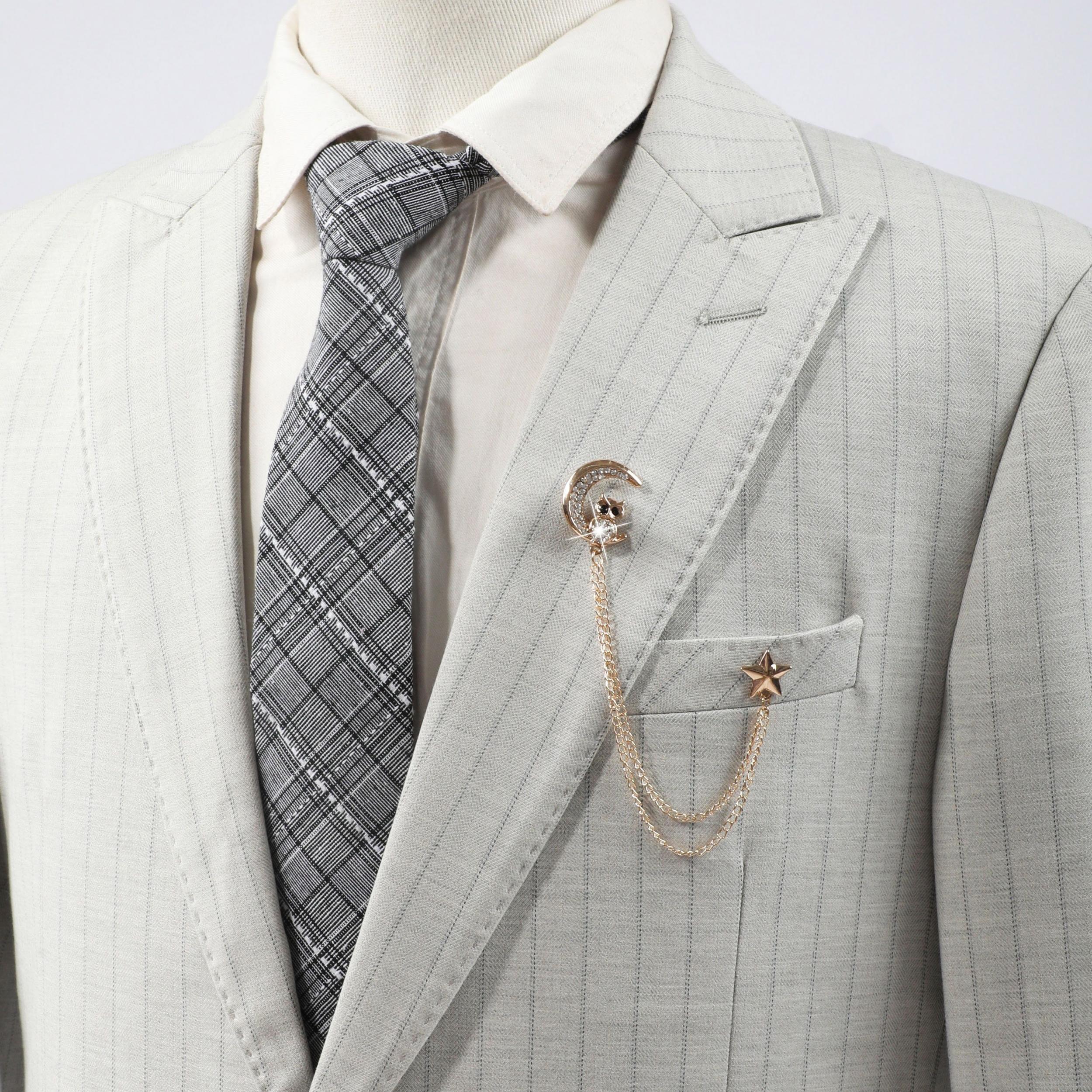 Men's Business Moon Owl Tassel Star Suit Brooch Scarf Pin