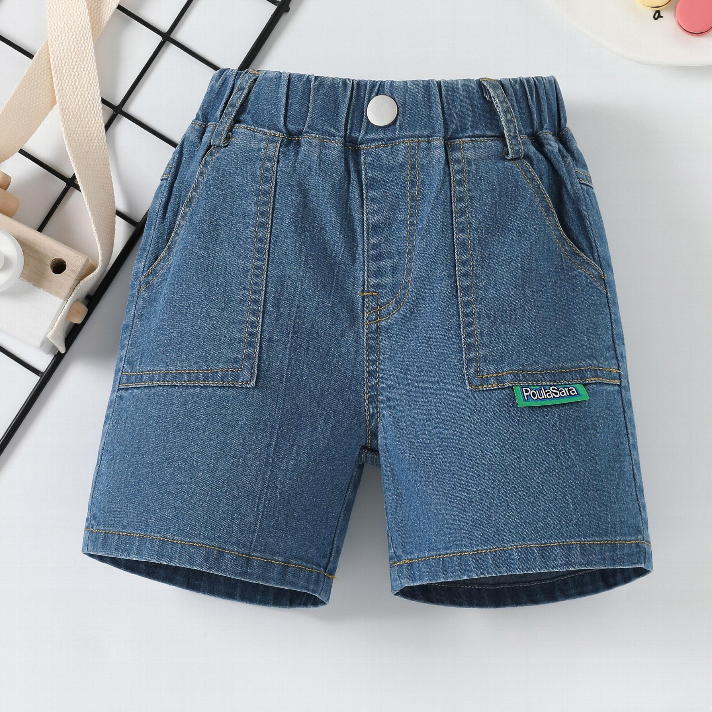 Boys Summer Denim Shorts Elastic Waist Casual Stretch