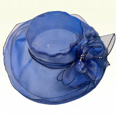 Organza Sun Hat Wide Brim Flower Ruffles Derby Hat