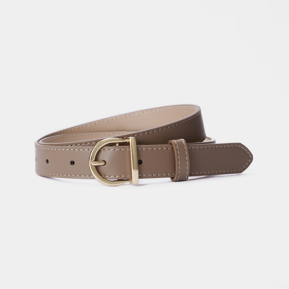 Solid Leather Belt Women's Casual Pin Half Round Buckle Belts