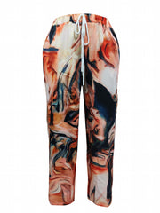  Floral Print Drawstring High Rise Pants