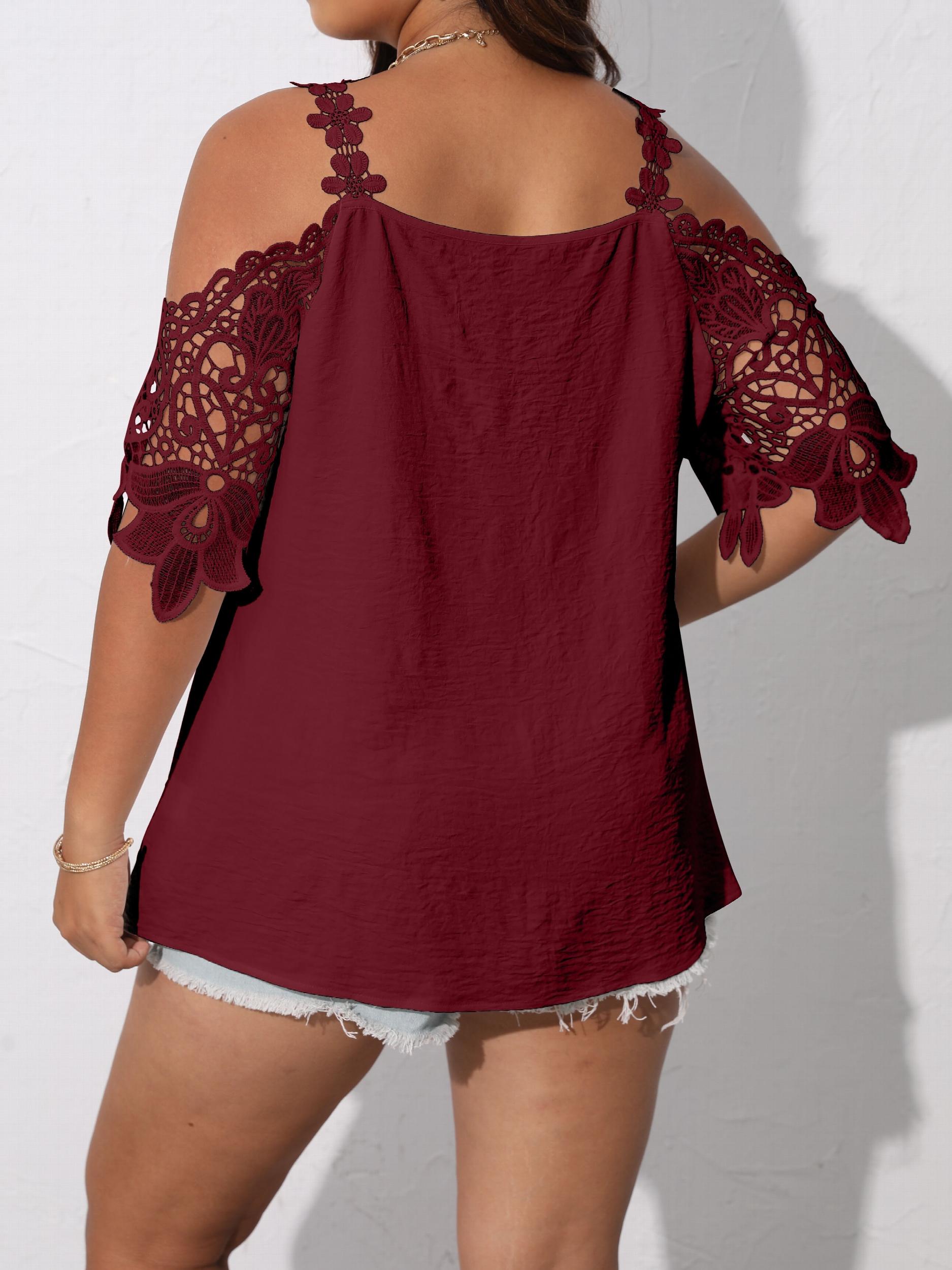  Cold Shoulder Floral Jacquard Top